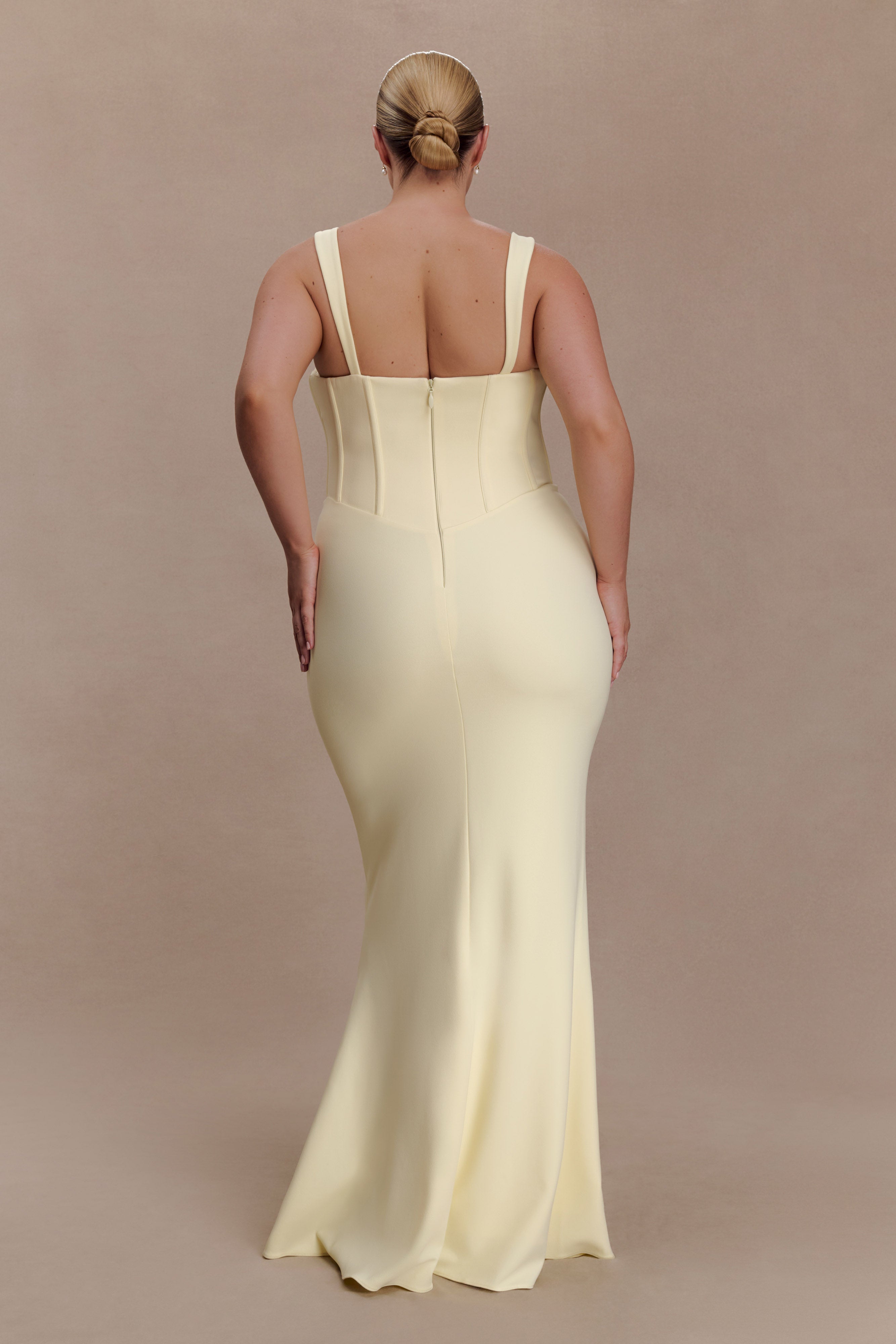 Luella Crepe Corset Maxi Dress - Lemon