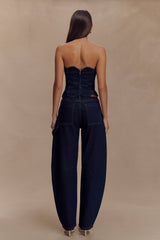 Oakley Strapless Scallop Denim Top - Indigo Blue