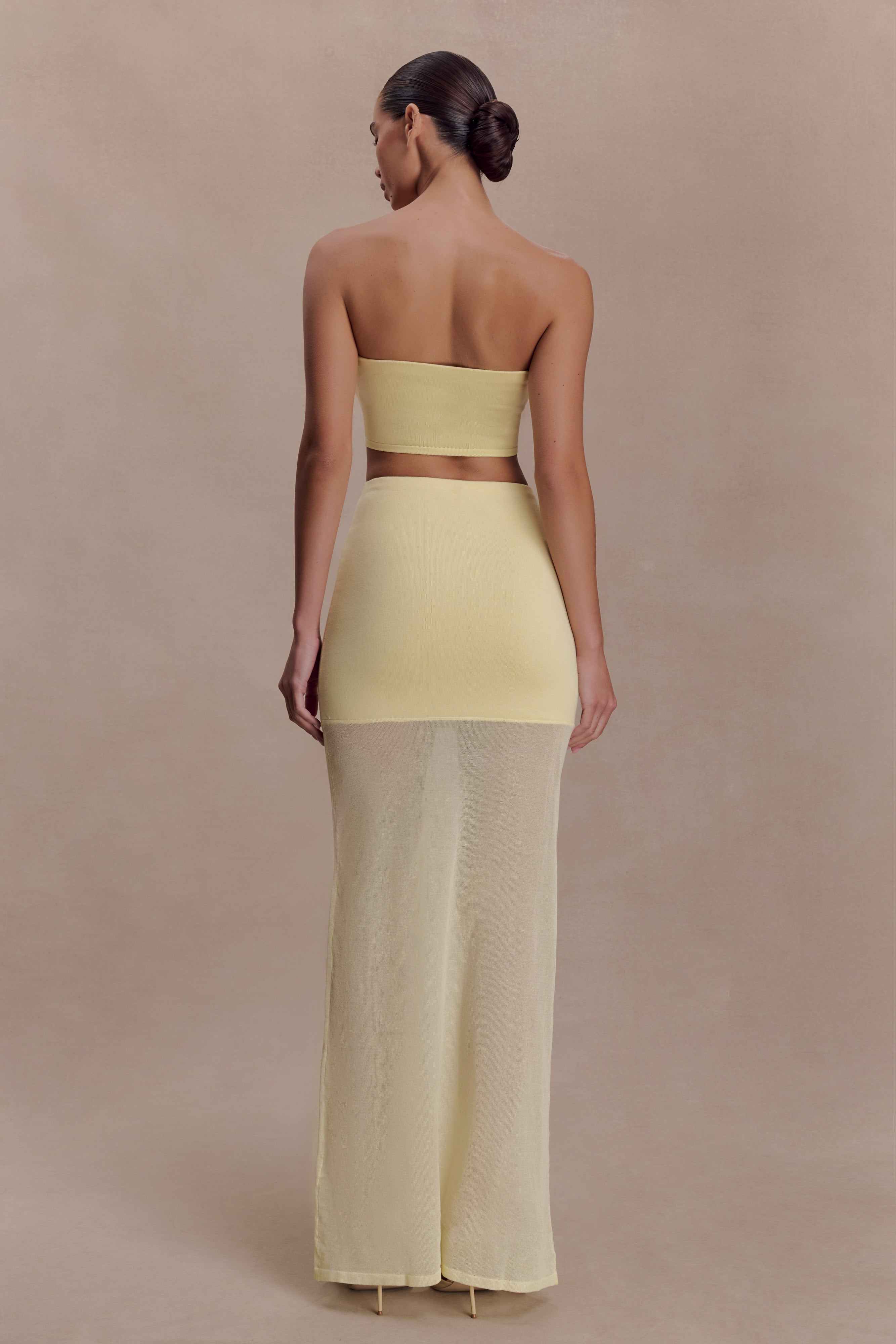Tanyel Sheer And Bandage Knit Maxi Skirt - Lemon